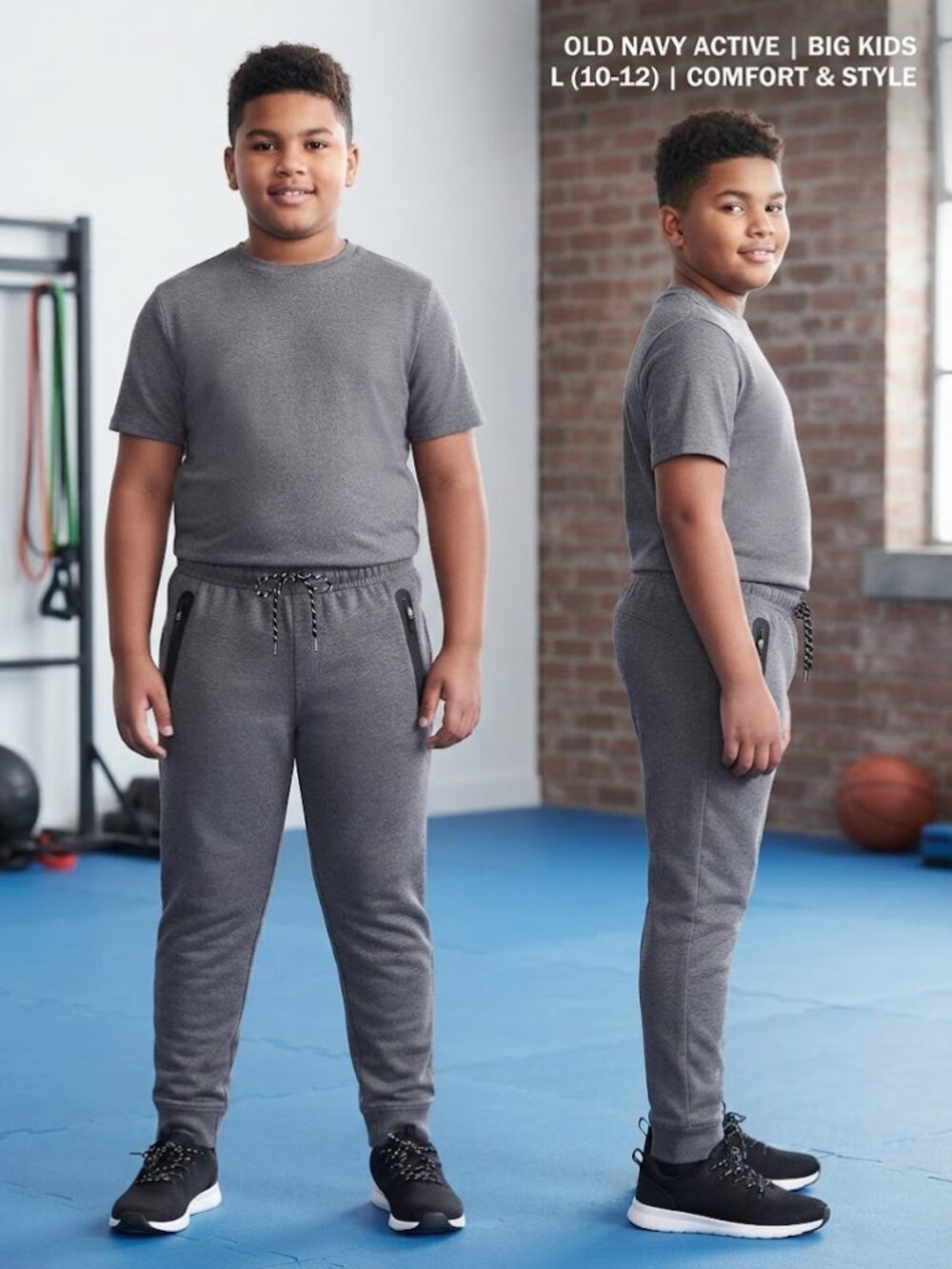 OLD Navy Grey Pocket Zip Big Kids Jogger Sweatpants - Size L , 10-12